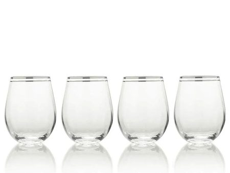 Mikasa Haley Platinum Pack Of 4 Stemless Wine Glasses Fashion