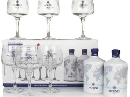 Nordés Atlantic Galician Gin Double Glass Gift Pack, 2 x 70 cl Fashion