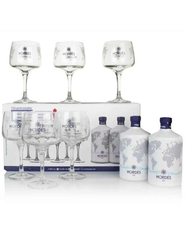 Nordés Atlantic Galician Gin Double Glass Gift Pack, 2 x 70 cl Fashion