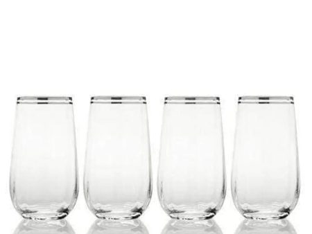 Mikasa Haley Platinum Pack Of 4 Highball Glasses Hot on Sale