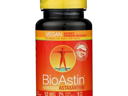 Nutrex Hawaii Bioastin - Hawaiian Astaxanthin - Vegetarian - 12 Mg - 75 Vegetarian Gelcaps Online