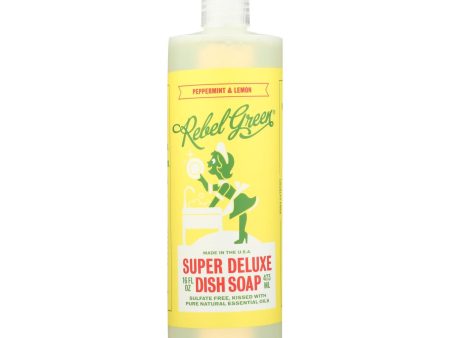 Rebel Green Dish Soap - Peppermint And Lemon - Deluxe - Case Of 4 - 16 Fl Oz Online