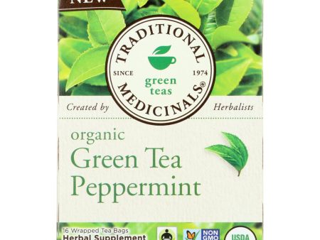 Traditional Medicinals Tea - Organic - Green Tea - Ppprmnt - 16 Ct - 1 Case Supply