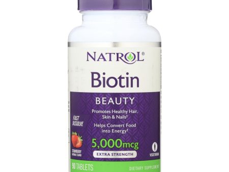 Natrol Biotin - Fast Dissolve - Strawberry - 5000 Mcg - 90 Tablets Sale