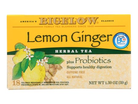 Bigelow Tea Herbal Tea - Plus Lemon Ginger - Case Of 6 - 18 Bag Cheap