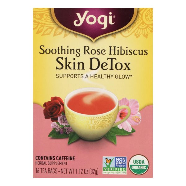 Yogi Tea - Organic - Soothing Rose Hibiscus Skin Detox - Case Of 6 - 16 Bag Cheap