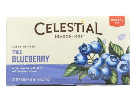 Celestial Seasonings Herbal Tea Caffeine Free True Blueberry - 20 Tea Bags - Case Of 6 Online Sale