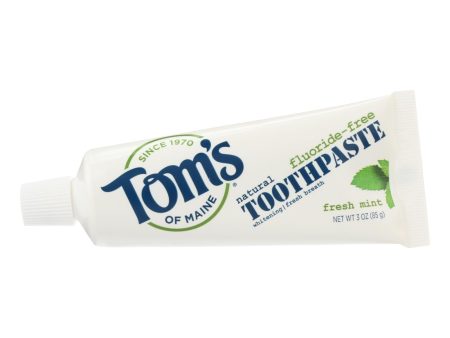 Tom s Of Maine Travel Natural Toothpaste - Fresh Mint Fluoride-free - Case Of 24 - 3 Oz. Cheap