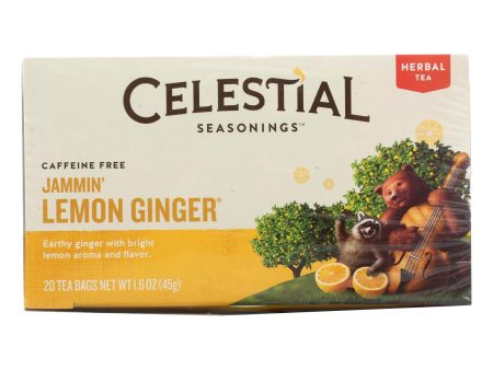 Celestial Seasonings Herbal Tea - Jammin  Lemon Ginger - Caffeine Free - Case Of 6 - 20 Bags Hot on Sale