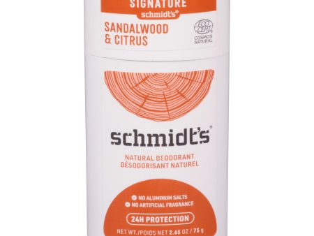 Schmidts - Deodorant Citrus Sandalwd Stk - 1 Each-2.65 Oz Online now