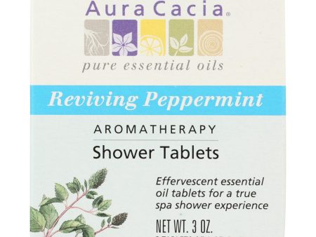 Aura Cacia - Reviving Aromatherapy Shower Tablets Peppermint - 3 Tablets Supply