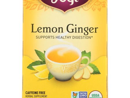 Yogi 100% Natural Herbal Tea Caffeine Free Lemon Ginger - 16 Tea Bags - Case Of 6 Online now